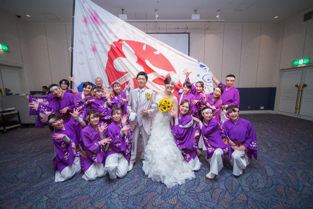 アークホテルロイヤル福岡天神 結婚式 白無垢 よさこい余興 ひまわり演出 福岡の結婚式なら 貯金0円からできる結婚式 ボーベル